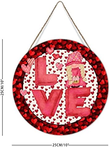 Valentinovo voli gnome drvena umjetnost plaketa crvene ružičaste tačke pruge srce zid zidne umjetničke potpise 14. februara Valentinovo,