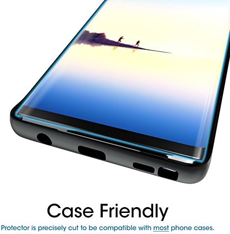 Amfilm stakleni zaštitnik ekrana za Samsung Galaxy Note 8, pokrivenost preko celog ekrana, 3D zakrivljena, Matrična tačka sa ležištem za jednostavnu instalaciju, kaljeno staklo, 2 pakovanja