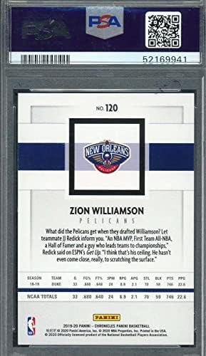 Zion Williamson 2019 Panini Hronicles Košarka Rookie Card 120 Ocjenjina PSA 10