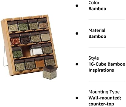 Kamenstein 16 Jar Bamboo 3-u-1 Spice Organizator za Countertop, zid, i ladica sa začinima uključen, besplatno Spice Refills za 5 godina,