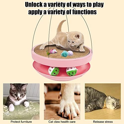Yilush 4 u 1 igračka za mačke za mačke u zatvorenom prostoru, igračka za grebanje mačaka mačka Gramofonska igračka sa 2 Lopte & 3