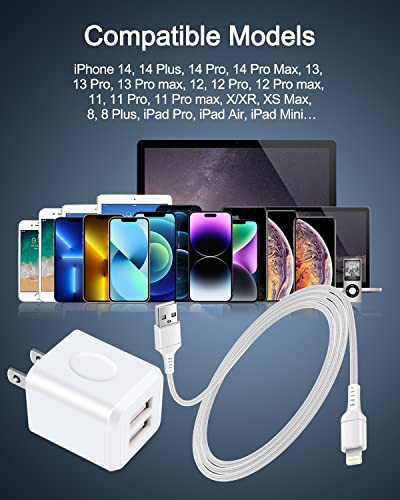 Apple punjač za iPhone 14 pro max 14PRO 14 Plus 13PRO 13 12 11 7 6 6s Plus, Dvostruki USB punjač blok sa USB do gromobranskog kabla,