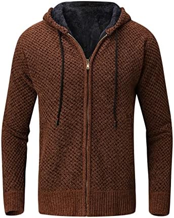 Ubst Cardigan džemper za muške, zimska topla kapuljača kaputa od kašmirnog runa unutrašnji patentni zatvarač casual slim fit džapka