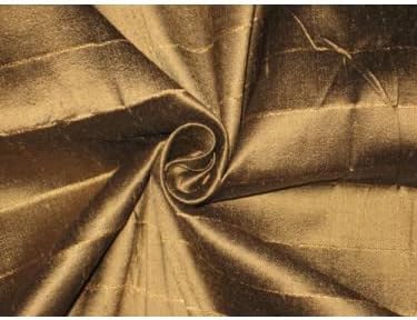 Čista svilena Dupioni tkanina zlatno smeđe x crne boje