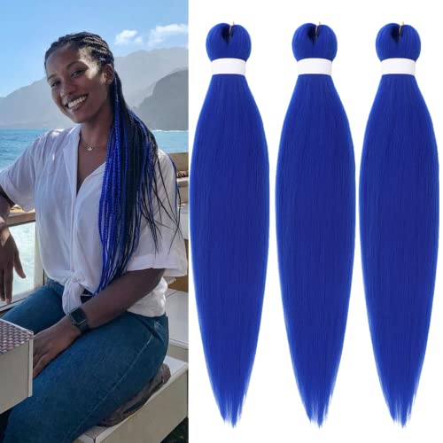 Plava pletenica za kosu unaprijed rastegnuta kutija pletenica Kanekalon pletenica za kosu ispružena ljudska kosa 26 inča