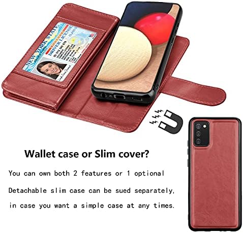 NJJEX novčanik slučaj za Samsung Galaxy A02s, za Galaxy A02s slučaj, [9 kartica slota] PU Koža kreditni držač Folio Flip [odvojiv]