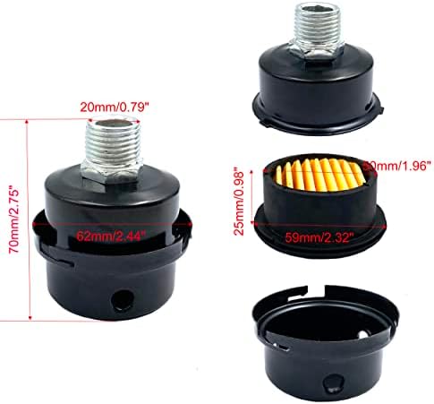 2kom 1/2 NPT filteri za vazdušni kompresor,20mm navojni prigušivači vazdušnog kompresora sa 4kom dodatni filterski elementi za zamenu