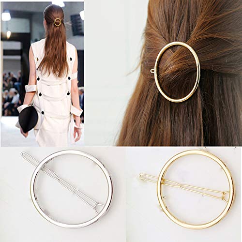 GBStore 4 kom minimalistički dainty zlatni srebrni šuplji geometrijski okrugli metalni šišanje za kosu za kosu, kreativni držač konjskih