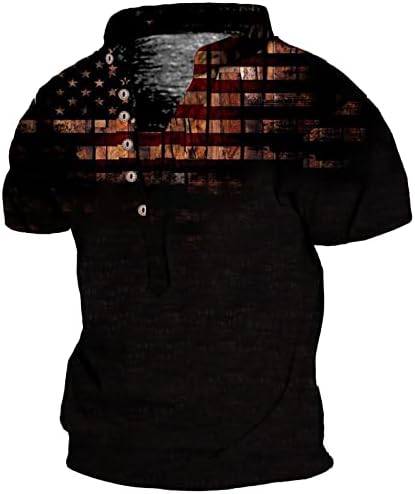 Muška folija Top Muška Moda Dan nezavisnosti ličnost Zastava štampana dugmad ovratnik majica majica noćne majice za