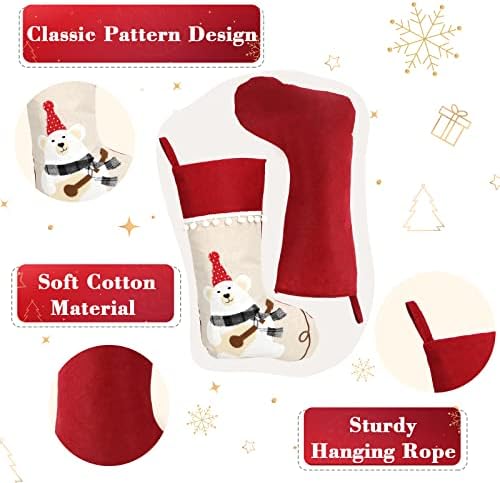 Goldflower Božićne čarape 4 Pakovanje, 18 '' Velike Xmasne čarape sa santa snjegovinskim gnomim uzorka, božićne čarape za obiteljske