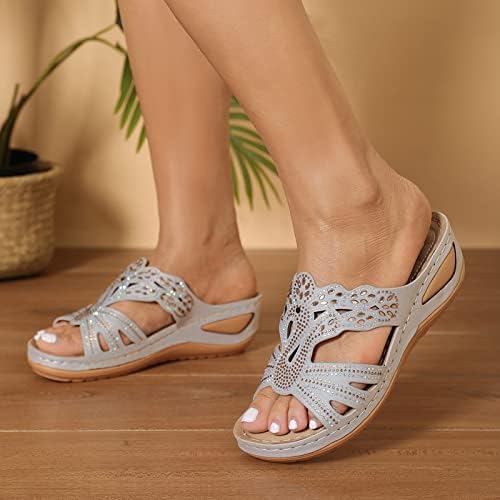 Žene sandale Rhinestones Dame Cipele Wedge Platform Papuče Bohemian Style Diamonds Ležerne prilike Roman Chic klizanje na slajdovima
