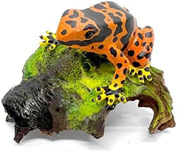 SSJShop žaba Epoksi prirodna drva ručno oslikane figurice smole životinje Kolekcionarni poklon kuća Graden Decor, narandžasta