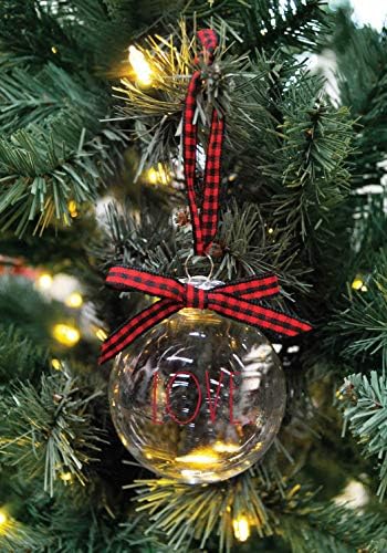 Rae Dunn Božićni ukrasi-Set od 6 staklenih kuglica-crvena, zelena, jasna-mir, ljubav, radost, nada, želja, lijepo-60mm / 2.36 inčni