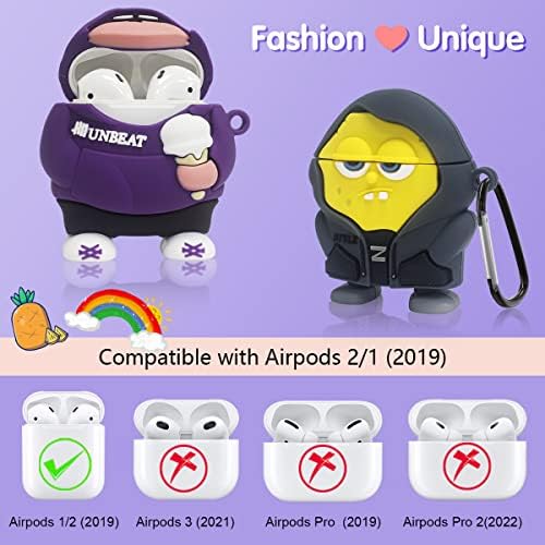 [2pack] Cute AirPods Cartoon Character Case Case za AirPod 2/1, jedinstveni dizajn Funny Fun Kawaii 3D cartoon Characters Advanced