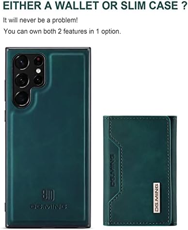 Novčanik slučaj za Samsung Galaxy S22 Ultra, DG.MING Premium kožna futrola za telefon magnetno odvojiva sa trostrukim džepom za držač
