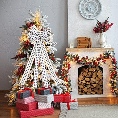 Aboofan plailo luko Božićno stablo TEMPER plairani ukrasni bowknot božićni luk topper rustikalna seoska kuća za pramen drveta za Xmas