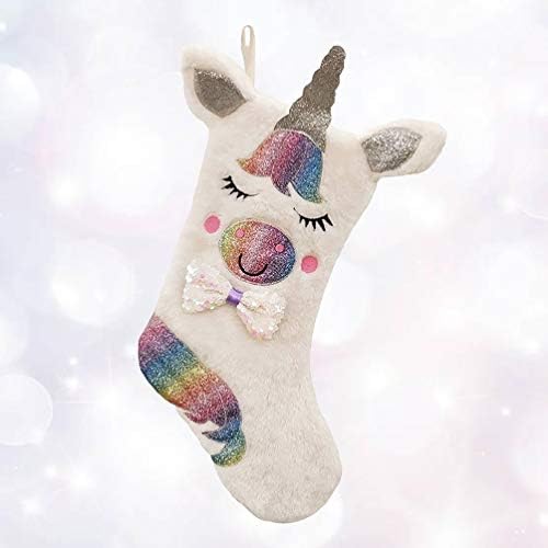 Happyyami Božić čarapa Unicorn Božić Pokloni Candy Bag božićno drvo ukrasi za odmor Party vrata kamin dekoracije