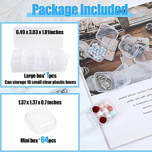 YIMIKE Mini prozirna kutija za nakit, 64kom male plastične kutije za skladištenje prozirnih kutija, prenosiva putna ambalaža za zanatske