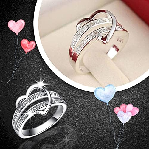 Obećajte prstenove za žene polumjerno oblikovani dijamantni prsten kreativni dvostruki cirkon vjenčani prsten za žene angažman prstenovi