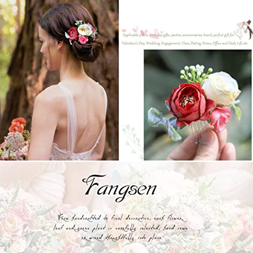 Fangsen srebro vjenčanje više ruža cvijet češalj za kosu Bridal Flower Hair Clip Floral Hair Accessories za žene i djevojčice