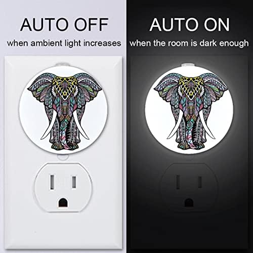 2 paket Plug-in Nightlight LED noćno svjetlo sa senzorom sumraka do zore za dječiju sobu, rasadnik, kuhinju, slon u boji
