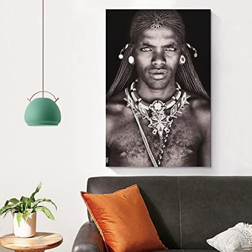 Afrički portret Man Tribal Vintage lik Poster platneni Posteri štampaju sliku za dnevni boravak spavaća soba uredska kuhinja dekor