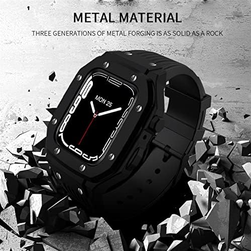 Eeomoik Legura sačari za Apple Watch serija 8 7 6 5 4 SE 45mm 42mm 44mm Luksuzni metalni gumeni od nehrđajućeg čelika mod mod mod