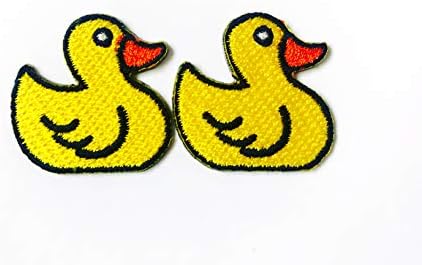 Set od 2 malenog. Slatki mini žuto malo patke logotip crtani zakrpe za šivanje željeza na vezenom aplicijskoj znački znak patch odjeću
