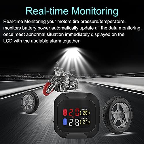 Zyzmh motorna guma za nadgledanje tlaka za pritisak LCD ekran motocikl TPMS Temperatura gume Alarm 2 Spoljni unutrašnji TH / WI senzori