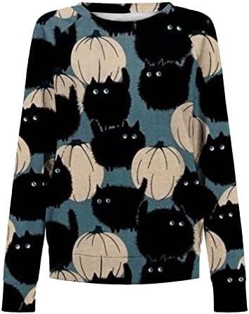 Holiday Halloween TEEN Girl Duge rukave s dugim rukavima Džemper od pukog mačaka Grafički opušteni fit tanki kawaii vile žene