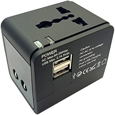 Kompaktni svjetski univerzalni Adapter za napajanje sa 2 USB priključaka za punjenje, sve u jednom međunarodni putni zidni utikač za punjenje sa zaštitom od prenapona za SAD, EU, UK, AUS & više