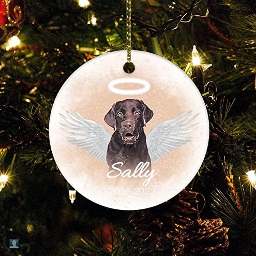 Ornament pas Pet Memorial Angel Wings prilagođeno ime & amp; Datum dvostrano štampani 3 keramički Božić Ornament Pet Memorial Gifts