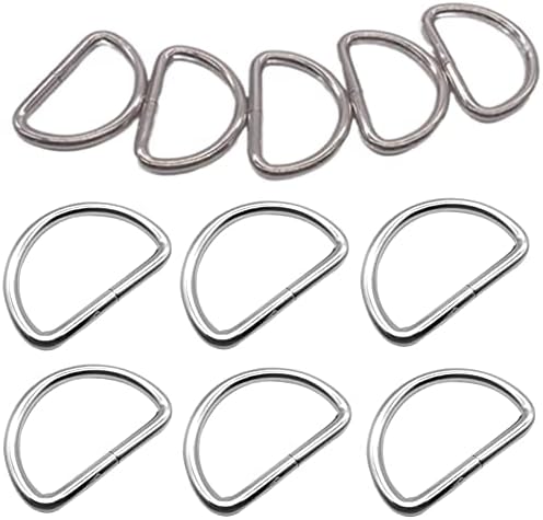 Heavy Duty Metal D prstena, 50 pakovanja deblji srebrni 1 inčni D oblik oblika za DIY šivanje, privjesak, torba, obrta i pas povodac