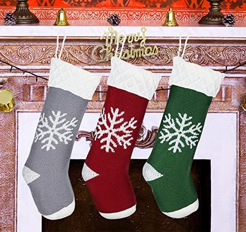 Lemonfilter Božićne čarape 3 Pletene Xmas Božićne čarape 18 inča Veliki personalizirani božićni čarapa Kamin Viseći čarape za obiteljski