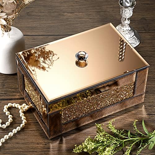 Hipiwe staklena kutija za nakit sa ogledalom sa zdrobljenim dijamantskim dekorom nakit kutija za organizatore sitnica kutija za uspomenu