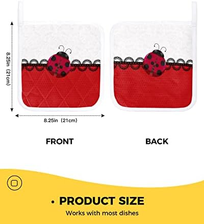 Pothilder 2 Pack Valentine LadyBug čipka WAVE-dot Teksture Toplinski izolacijski držači za izoliranje vrućim jastučićima za kuhinjske