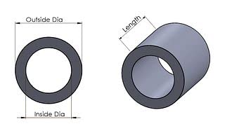 Aluminijski razmaknjak Crni 3/4 od x 1/2 ID x Odaberite svoju dužinu, okrugli razmaknute temperaturu obične završne obrade, prikladne