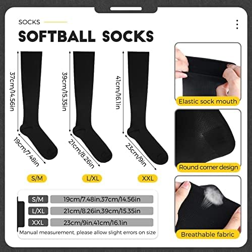 Satinior 3 pari bejzbol čarapa i 3 pojaseva Combo Youth & Odrasli bejzbol / softball pojas i čarape Combo Set
