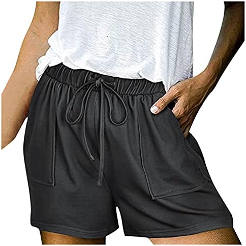 Žene udobne kratke hlače Ljeto Visoko struk labav fit baggy kratke hlače Retro tiskanje Lagane kratke hlače sa džepovima