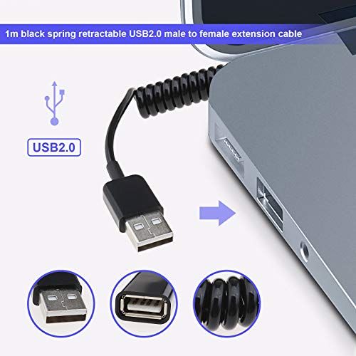 Kreirajte ideju 3M USB 2.0 A mužjak u žensku spiralnu kablovsku kabel adaptera za kabel za kabel teleskopske produžetke za punjenje