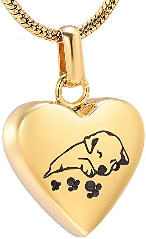 KEMEILIAN HZSP804 izrezbareni slatki pas za spavanje u mom srcu ogrlica za kremaciju od nerđajućeg čelika za pepeo za kućne ljubimce