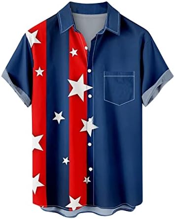 BMISEGM Ljetne košulje za muškarce Muška proljeća / ljetna neovisnost Dan zastava Zastava prsa na prsima Modni casual veliki i visoki
