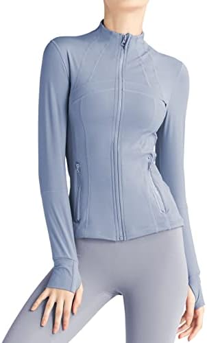 Gacaky Women's Slim Fit Workout za trčanje jakne sa punim zip-up joga atletska jakna s rupama za palčeve