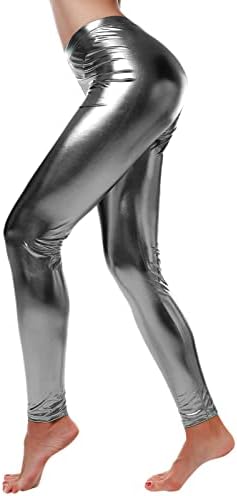 Yalfjv Yoga pantalone visokog struka sa džepovima kožne pantalone tajice pantalone za struk žene nogavice mokrog izgleda Faux pantalone