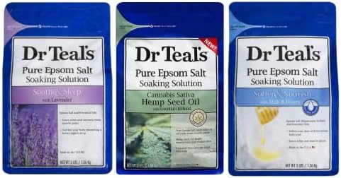Dr. Teal's Pure Epsom So So za namakanje Poklon Set-umirite & spavajte sa lavandom, mešavina eteričnih ulja konoplje, omekšajte &