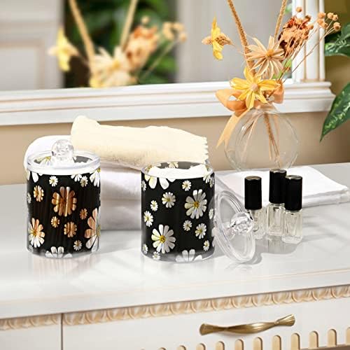 Cloral cvjetni crni pamučni držač kupaonica posude za kupatilo sa poklopcima set pamučni kuglični jastuk držač kruga za pamuk pamučne pamučne kuglične rublice, 4 pakovanje