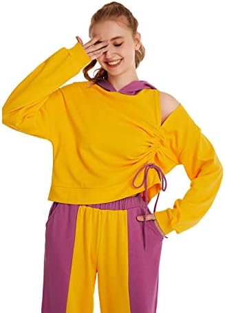 MXRAG ženske modne dukseve Y2K hladni pulover pulover dugih rukava Slatki džemperi u boji za teen djevojke