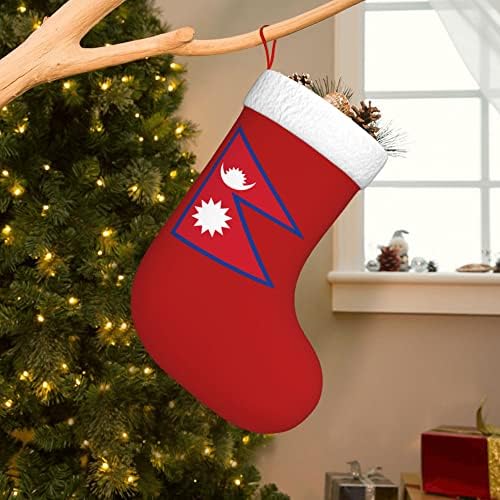 QG ZZX Božićne čarape sa bijelim super mekom plišane manžetne nepalne zastave Xmas Božićne ukrase Čarape