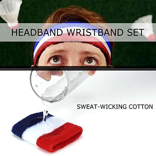 PAMASE set prugastih traka, uključujući sportske trake za glavu i narukvice pamučna traka za znoj američka zastava stil za teniske