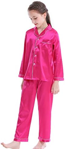 Mergorte Djevojke Dječaci Satenski Dugi Rukav Na Dugmad Pidžama Set Sleepwear Loungewear